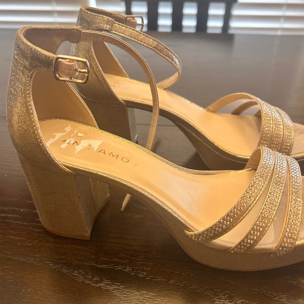 New without box Elegant Gold Strappy Heels by Zigi NY heel 3
